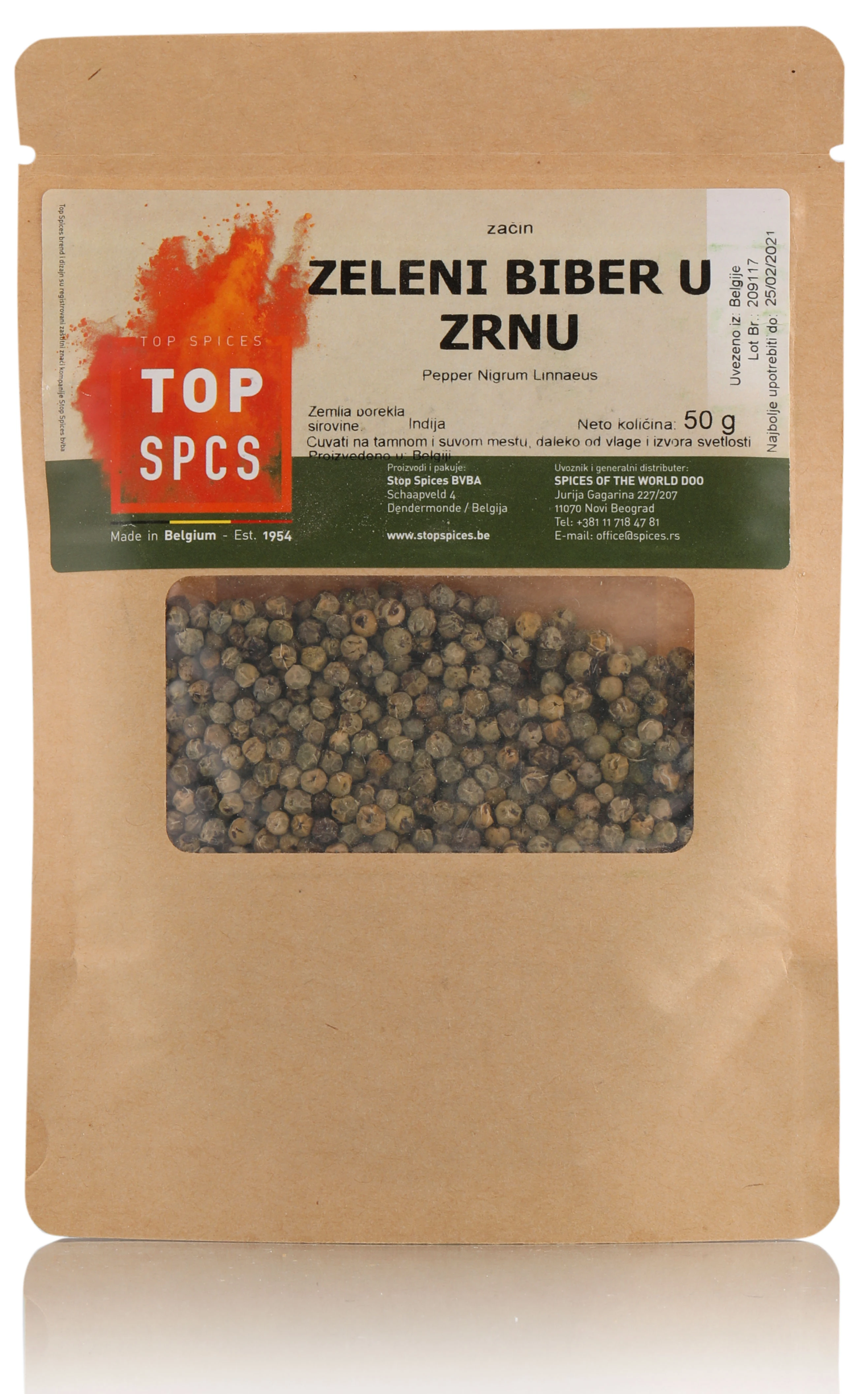 Zeleni biber u zrnu 50 g Top Spices